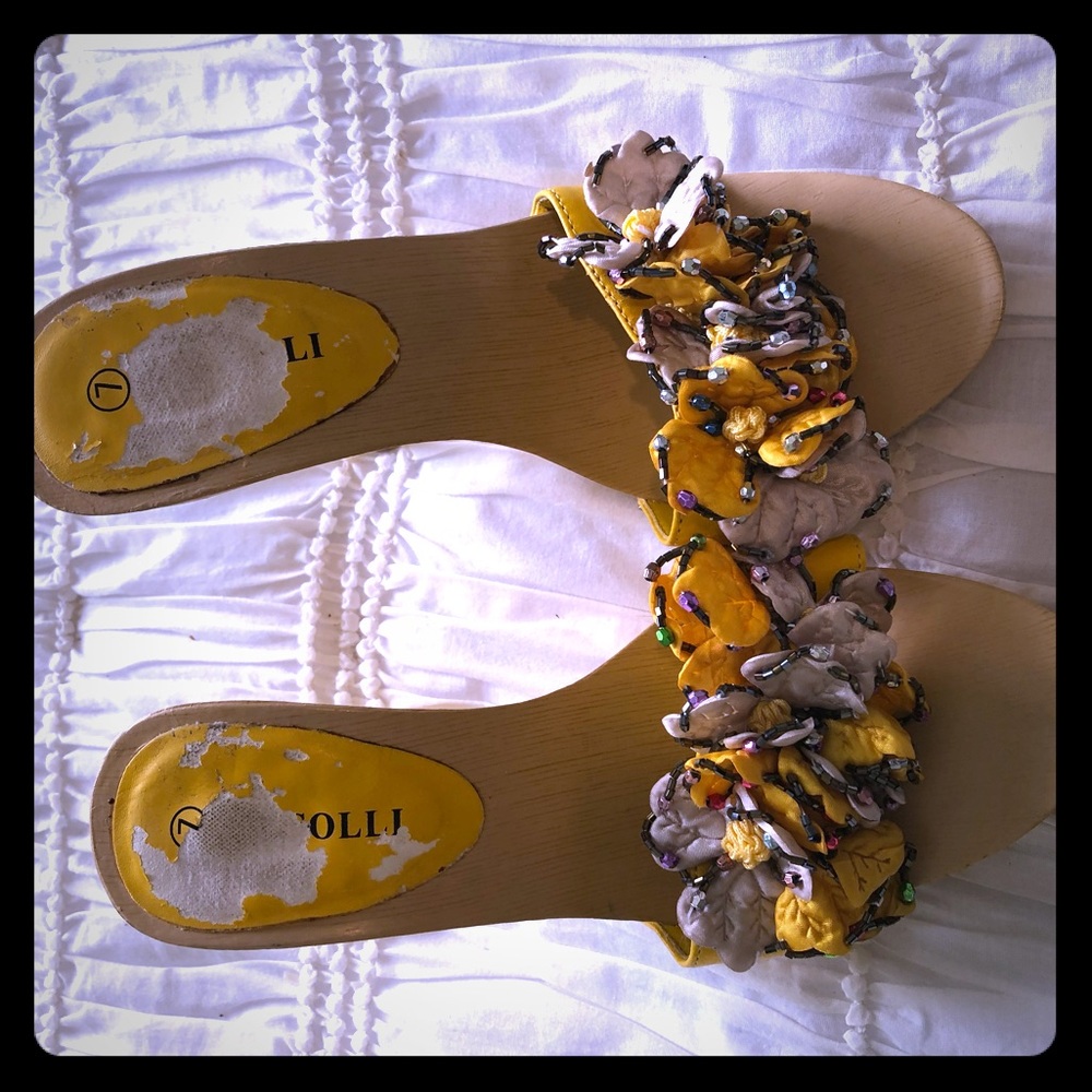 Wooden slip on sandals